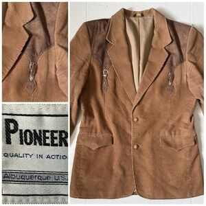 PIONEER WEAR - Men's VINTAGE Western Corduroy Leather Blazer Jacket USA - 44L